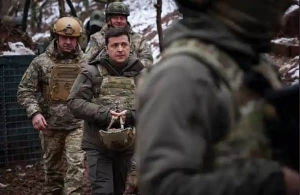 Ukraine President Volodymyr Zelensky on army uniform